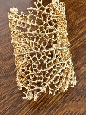 Gold Coral Lace Statement Cuff Bracelet
